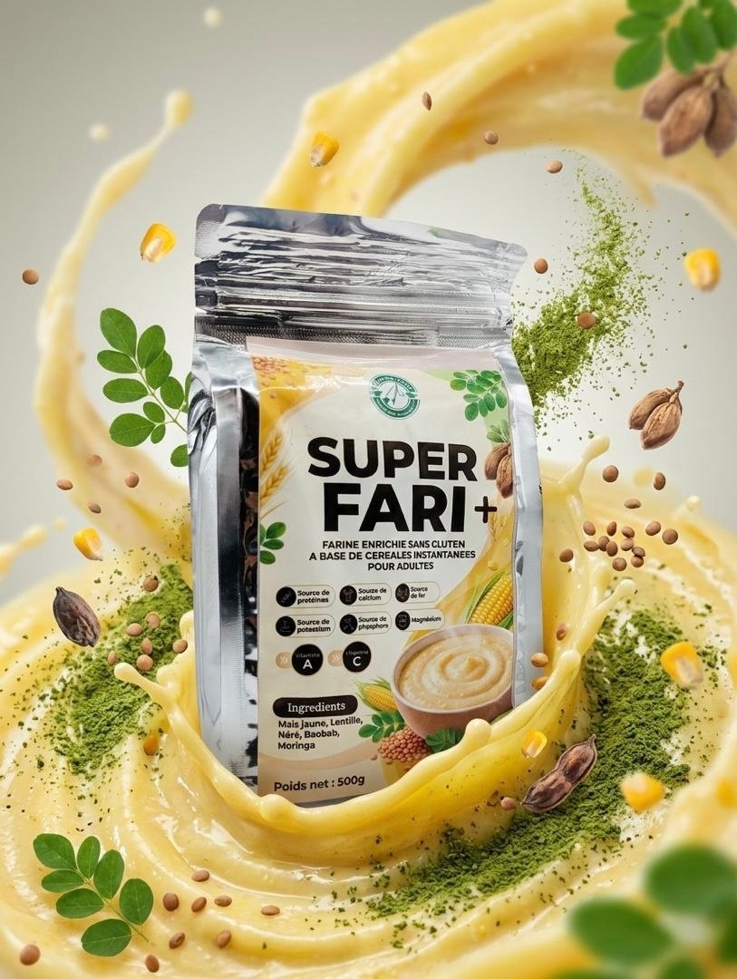 Super Fari+ – Farine Enrichie Sans Gluten à Base de Maïs