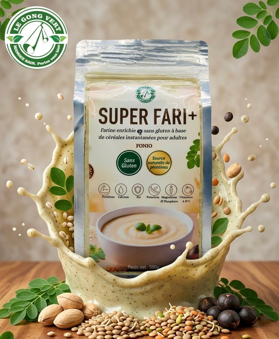 Super Fari+ Fonio – Farine Enrichie Sans Gluten Le Gong Vert