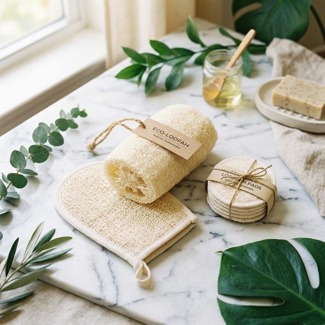 Gant de Loofah Naturel – Exfoliant Corps Le Gong Vert